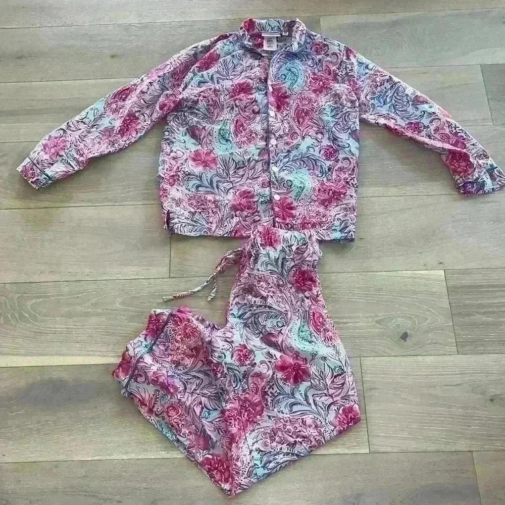 Lilly Pulitzer X POTTERY BARN PJs  Isla De Coco Floral TEEN Pajama Set, Medium